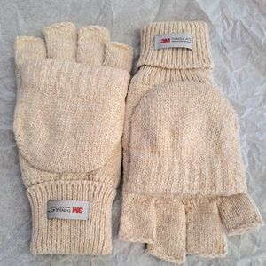 Mens/Unisex 3M Thinsulate fingerless mittens or gloves L, Oatmeal color